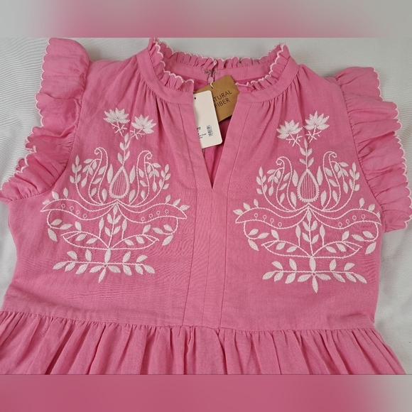 Fate Theadora Dress Pink Embroidered Size L NWT - Picture 10 of 14